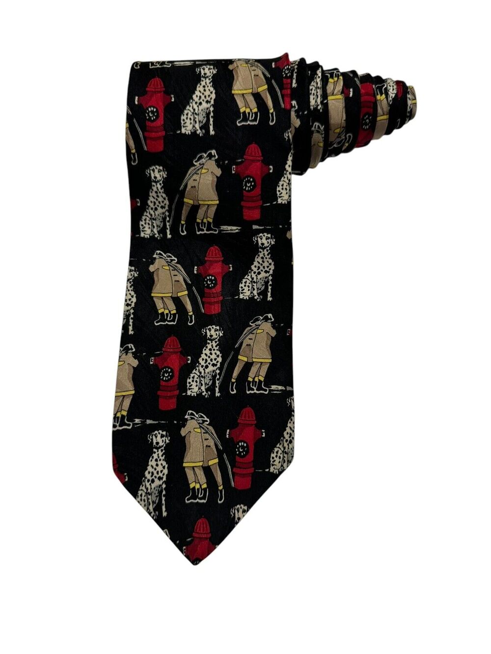 Ralph Marlin RM Style Firemen Dogs And Hydrants 1995 Vintage Novelty Necktie